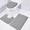 Grey Geometric Cube Shape Pattern Print 3 Piece Bath Mat Set