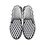 Grey Geometric Cube Shape Pattern Print Black Slip On Shoes