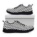 Grey Geometric Cube Shape Pattern Print Black Running Shoes