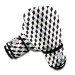 Grey Geometric Cube Shape Pattern Print Boxing Gloves