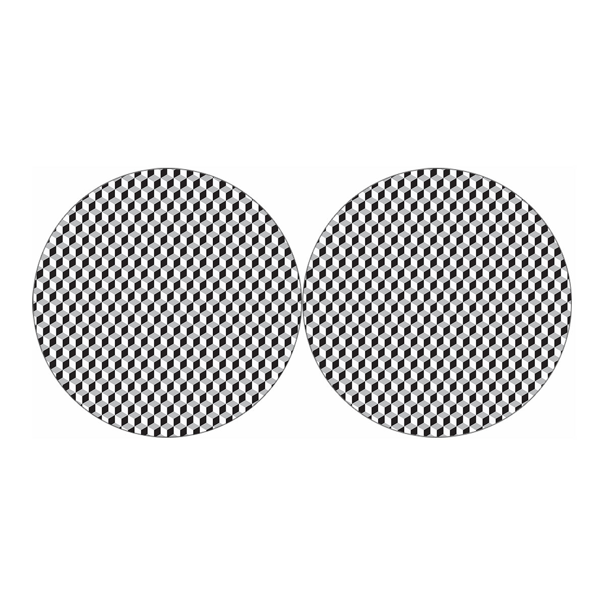 Grey Geometric Cube Shape Pattern Print Car Coasters