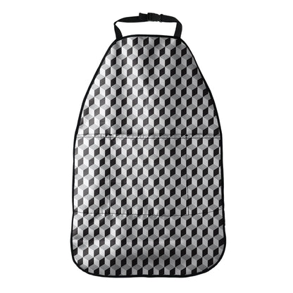 Grey Geometric Cube Shape Pattern Print Car Seat Organizers