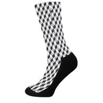 Grey Geometric Cube Shape Pattern Print Crew Socks