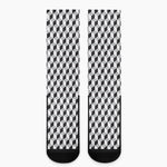 Grey Geometric Cube Shape Pattern Print Crew Socks