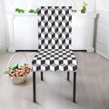 Grey Geometric Cube Shape Pattern Print Dining Chair Slipcover
