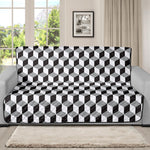 Grey Geometric Cube Shape Pattern Print Futon Protector