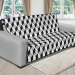 Grey Geometric Cube Shape Pattern Print Futon Protector