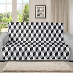 Grey Geometric Cube Shape Pattern Print Futon Protector