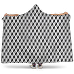 Grey Geometric Cube Shape Pattern Print Hooded Blanket