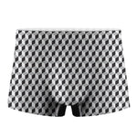 Grey Geometric Cube Shape Pattern Print Men's Boxer Briefs