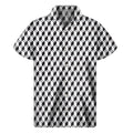 Grey Geometric Cube Shape Pattern Print Men's Short Sleeve Shirt