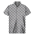 Grey Geometric Cube Shape Pattern Print Men's Short Sleeve Shirt