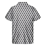 Grey Geometric Cube Shape Pattern Print Men's Short Sleeve Shirt