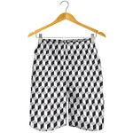 Grey Geometric Cube Shape Pattern Print Men's Shorts