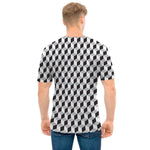 Grey Geometric Cube Shape Pattern Print Men's T-Shirt