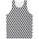 Grey Geometric Cube Shape Pattern Print Men's Tank Top