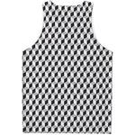 Grey Geometric Cube Shape Pattern Print Men's Tank Top