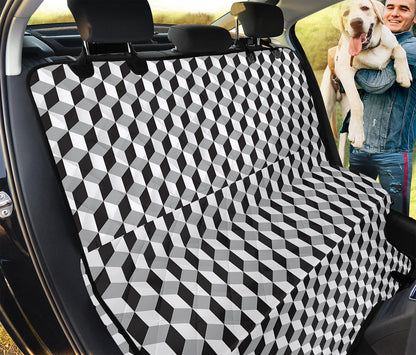 Grey Geometric Cube Shape Pattern Print Pet Car Back Seat Cover