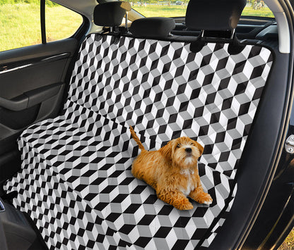 Grey Geometric Cube Shape Pattern Print Pet Car Back Seat Cover