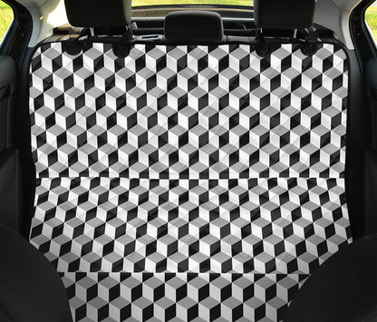 Grey Geometric Cube Shape Pattern Print Pet Car Back Seat Cover