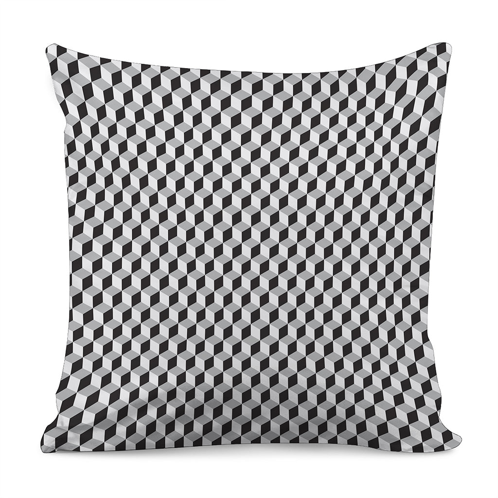 Grey Geometric Cube Shape Pattern Print Pillow Cover