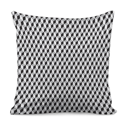 Grey Geometric Cube Shape Pattern Print Pillow Cover