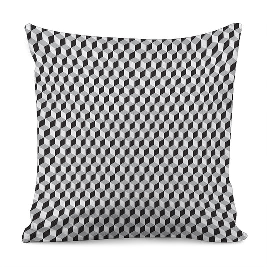 Grey Geometric Cube Shape Pattern Print Pillow Cover
