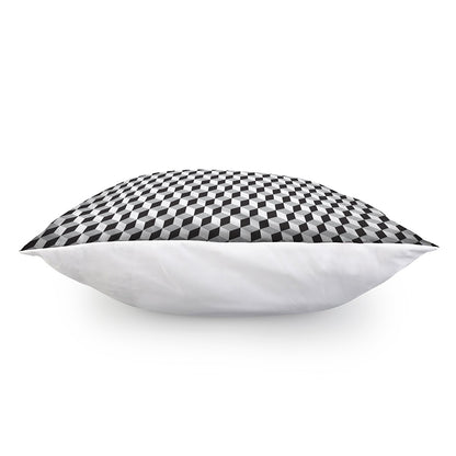 Grey Geometric Cube Shape Pattern Print Pillow Cover