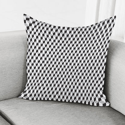 Grey Geometric Cube Shape Pattern Print Pillow Cover