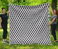 Grey Geometric Cube Shape Pattern Print Quilt
