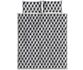 Grey Geometric Cube Shape Pattern Print Quilt Bed Set