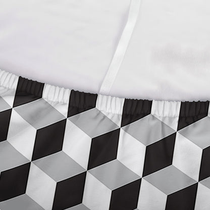 Grey Geometric Cube Shape Pattern Print Sofa Cover