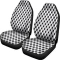 Grey Geometric Cube Shape Pattern Print Universal Fit Car Seat Covers