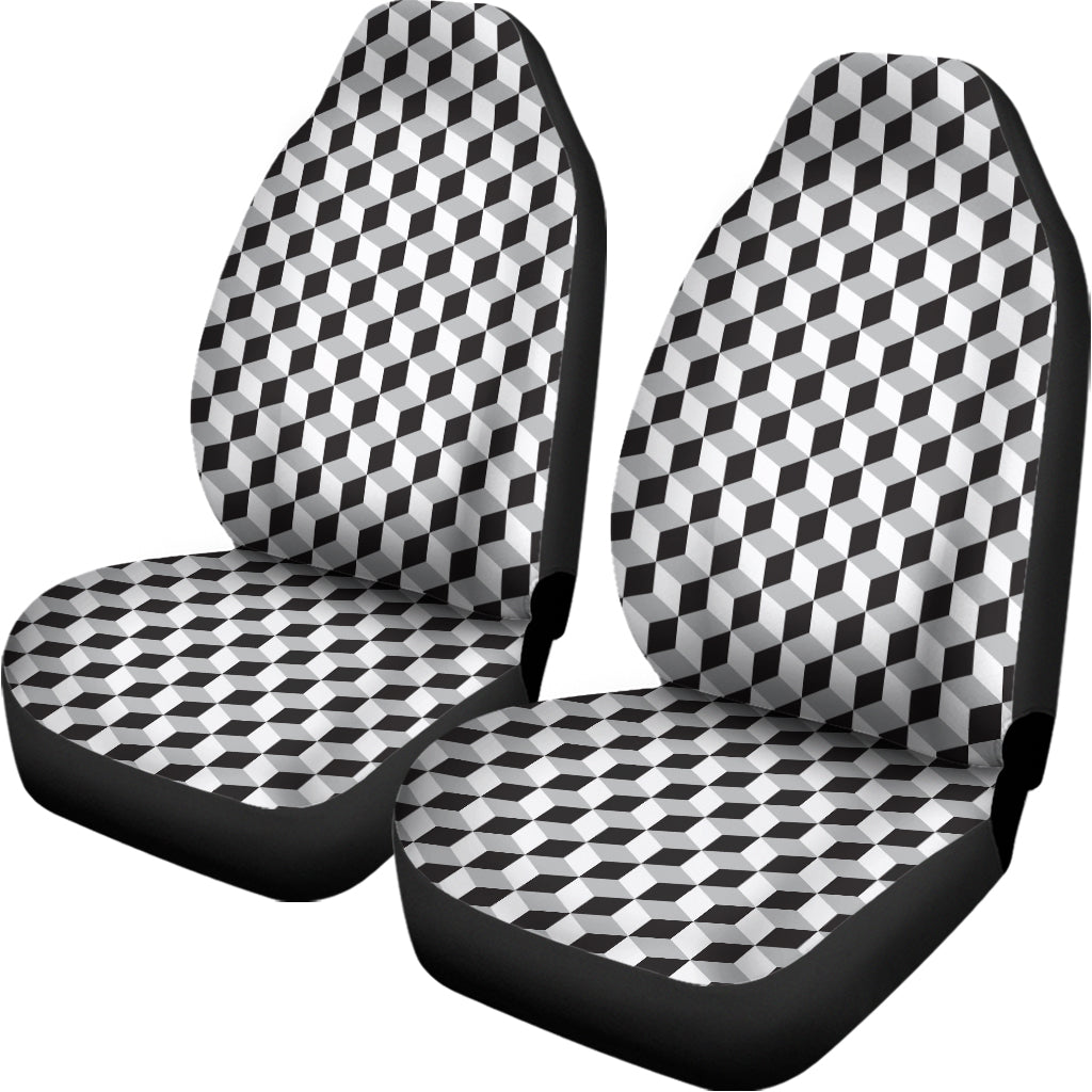 Grey Geometric Cube Shape Pattern Print Universal Fit Car Seat Covers