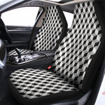 Grey Geometric Cube Shape Pattern Print Universal Fit Car Seat Covers