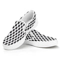 Grey Geometric Cube Shape Pattern Print White Slip On Sneakers