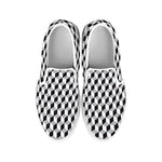 Grey Geometric Cube Shape Pattern Print White Slip On Shoes