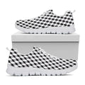 Grey Geometric Cube Shape Pattern Print White Running Shoes