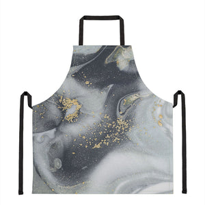 Grey Gold Liquid Marble Print Apron