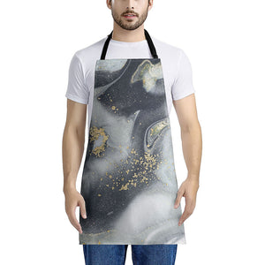 Grey Gold Liquid Marble Print Apron