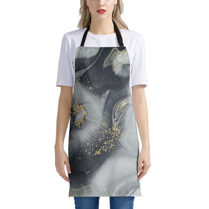 Grey Gold Liquid Marble Print Apron