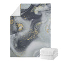 Grey Gold Liquid Marble Print Blanket