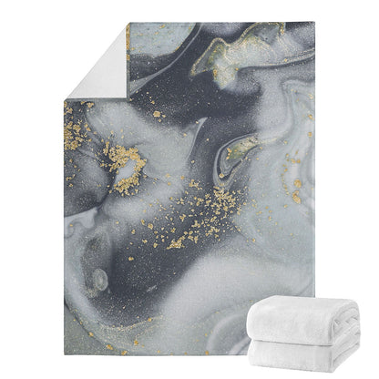 Grey Gold Liquid Marble Print Blanket