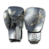 Grey Gold Liquid Marble Print Boxing Gloves