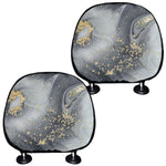 Grey Gold Liquid Marble Print Car Headrest Covers