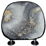 Grey Gold Liquid Marble Print Car Headrest Covers