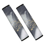 Grey Gold Liquid Marble Print Car Seat Belt Covers