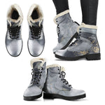 Grey Gold Liquid Marble Print Comfy Boots GearFrost