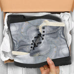 Grey Gold Liquid Marble Print Comfy Boots GearFrost