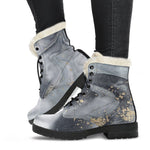 Grey Gold Liquid Marble Print Comfy Boots GearFrost